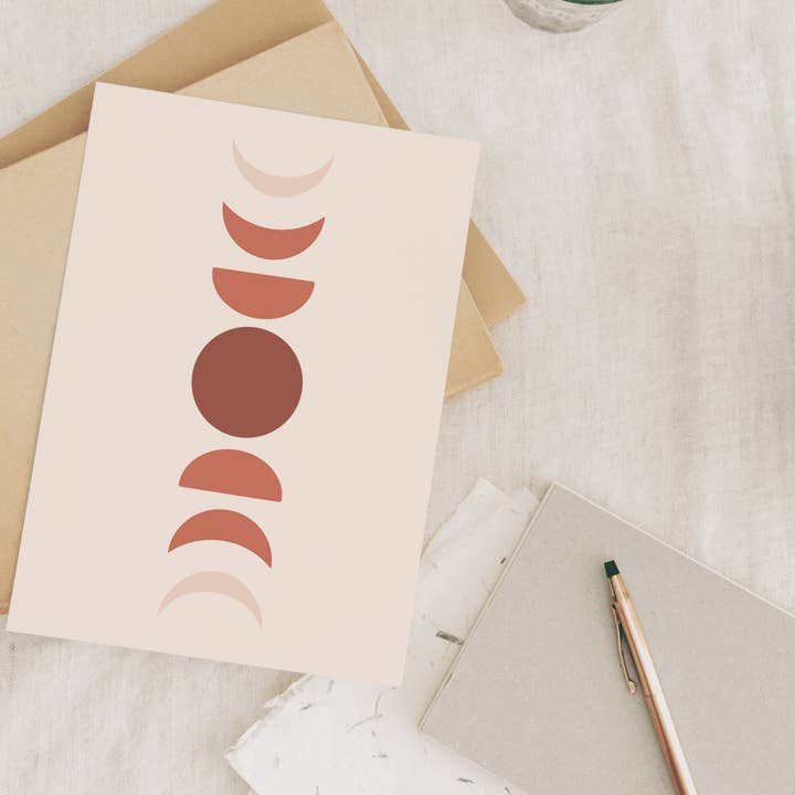 Stampa artistica Pink Moon Phase per la vendita all'ingrosso da parte di Coral Cove Studio