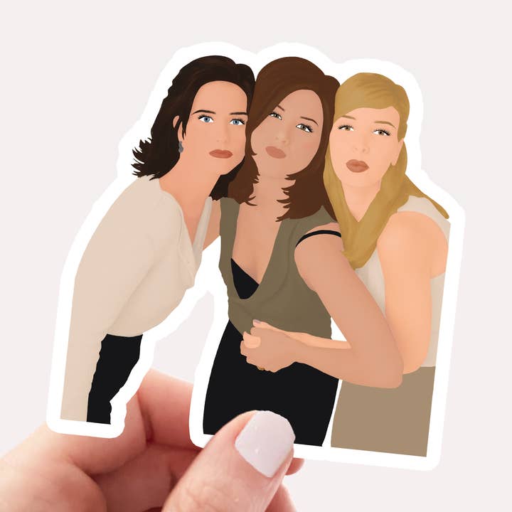 Friends TV Show Sticker | Monica Rachel Phoebe Sticker for wholesale by Ashley Gail Creaties