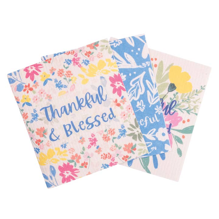 ECO Friendly Dishcloth Set: Clementine; Thankful & Blessed for wholesale by Divinity Boutique