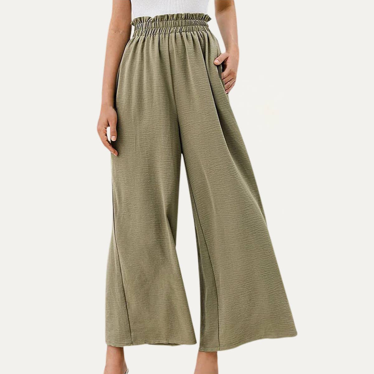 The Moment Collection - Vente Pantalon – femme - Pantalon large à taille haute pour journées décontractées et décontractées9
