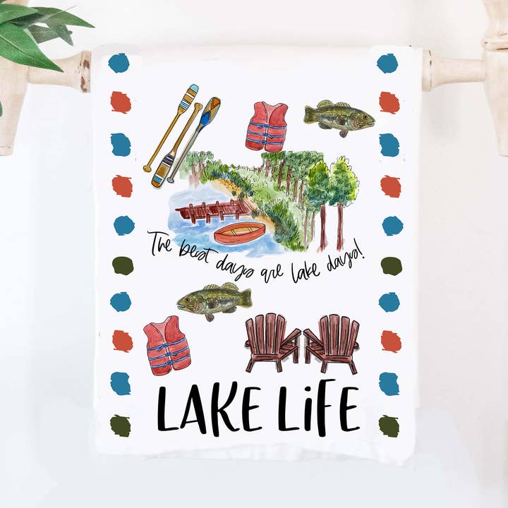 Happy By Rachel, LLC - Wholesale Tea Towel - Lake Life Tea Towel0
