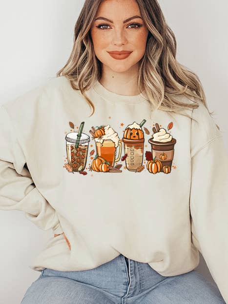 Fall Drinks Sweatshirt for wholesale by Wildberry Waves