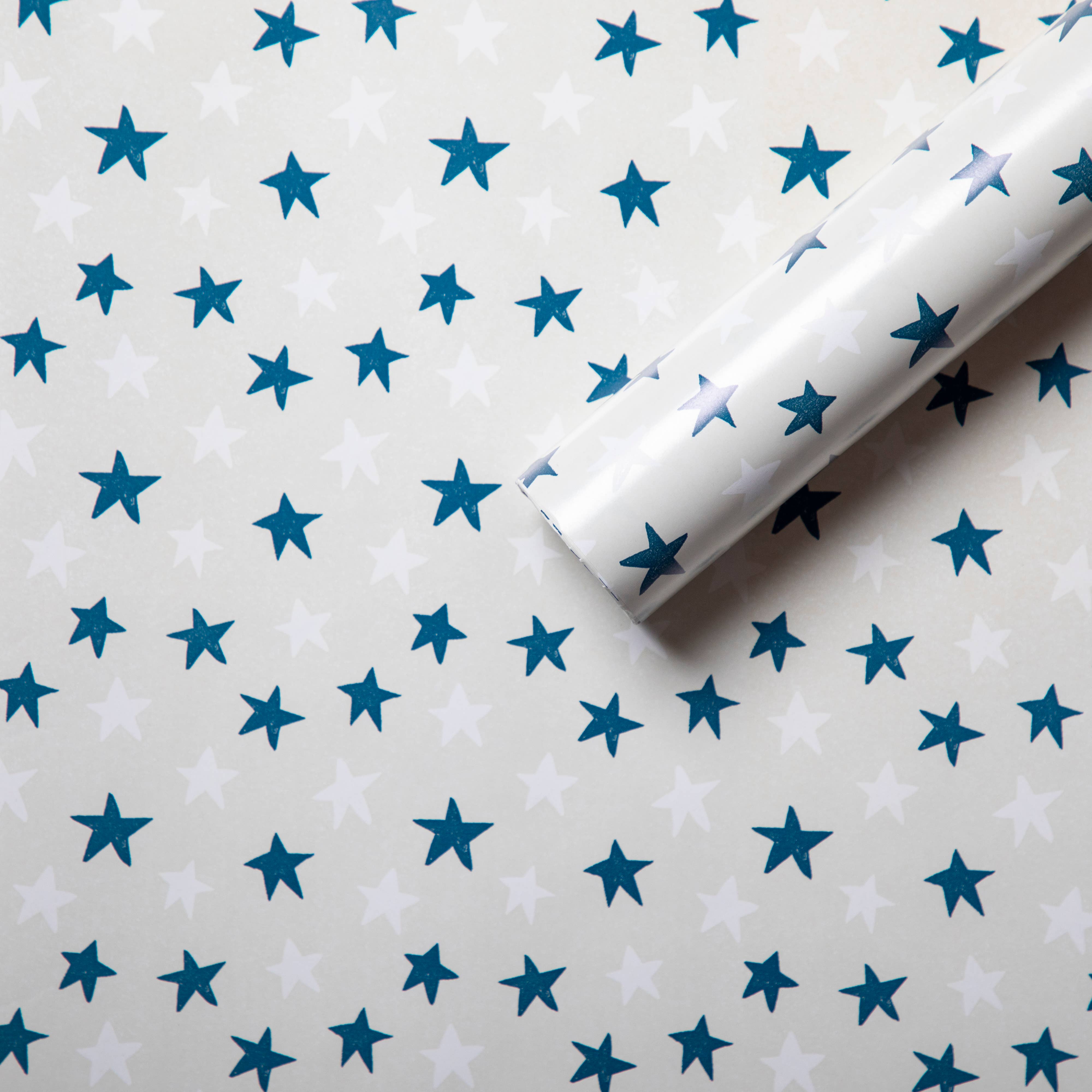 Penny Kennedy Ltd – wholesale Wrapping paper roll – Blue White Stars Eco Wrapping Paper Roll Wrap Premium0