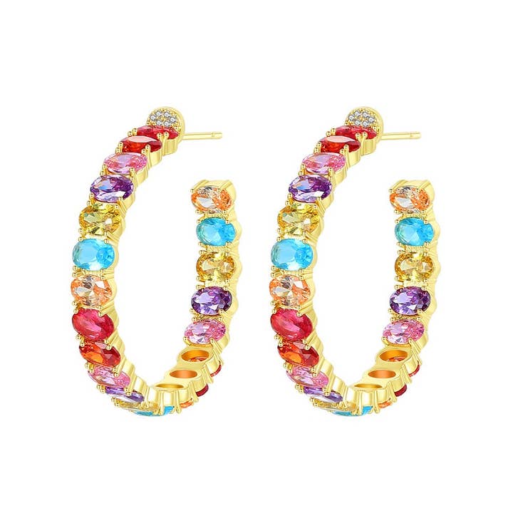 Allie Beads - Wholesale Hoop Earrings - Sadie Jeweled Hoop Earrings