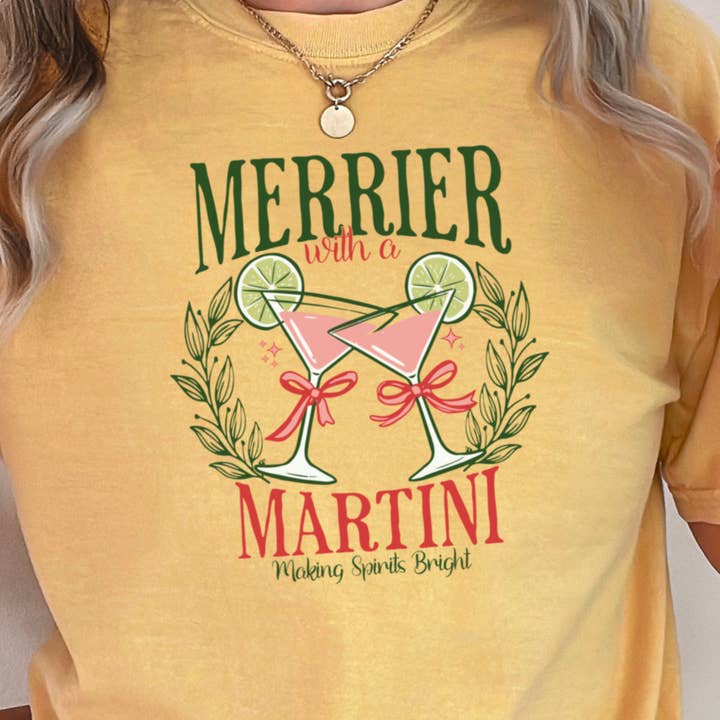 Shoppe SHC - Wholesale T-shirt (graphic) – women's - Merrier Martini Christmas Graphic Tee | Comfort Color15