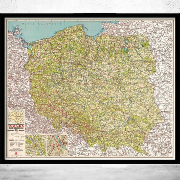 Vieille carte de Pologne 1947 Carte vintage | Impression d'art mural de carte vintage pour la vente par OldCityPrints - Old Maps and Posters