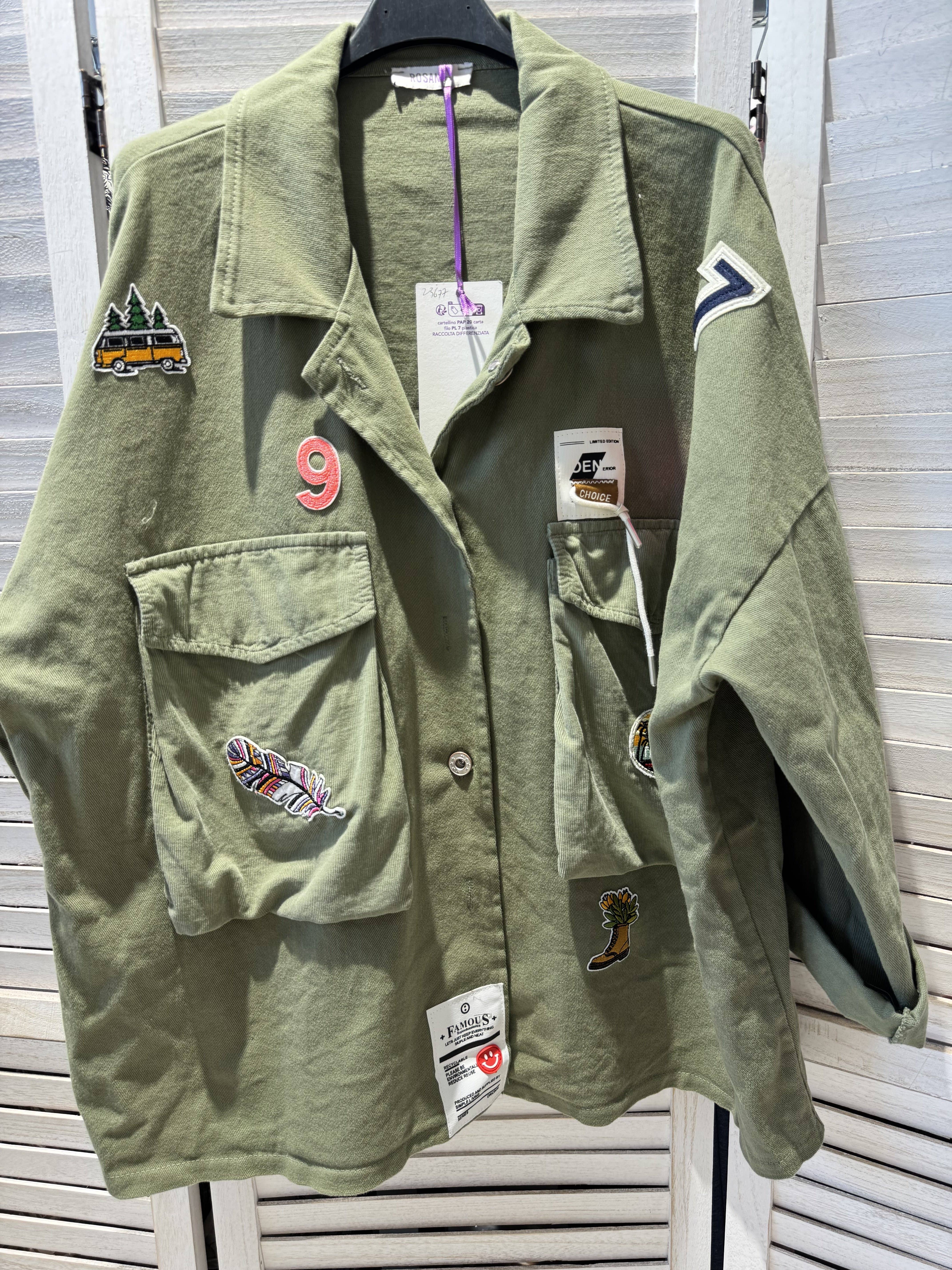 Khaki Oversized jacket with stickers for wholesale on Faire1