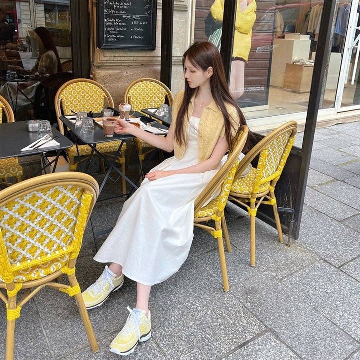 FurDecoration - Vente Robe – femme - Robe cintrée chic à col en V et taille plissée de couleur unie7