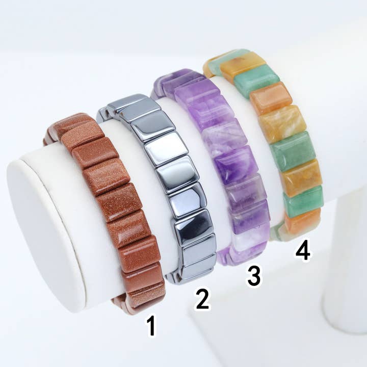 8x12mm rektangel strækbart armbånd, Sku #U1991 for engroshandel hos BestBeads&Beyond