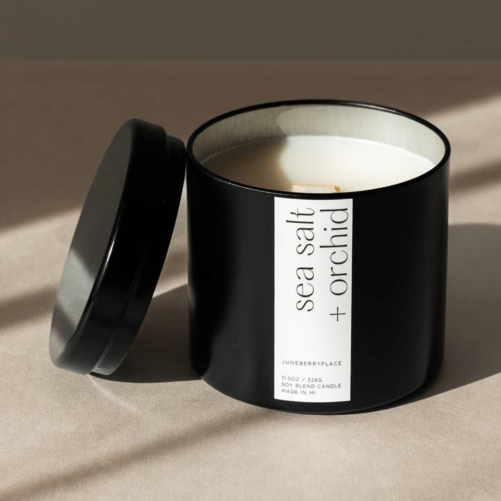 Sea Salt + Orchid Luxury Candle, Spring Gifts, Mother's Day for wholesale by juneberryplace home fragrances - Candles, Diffusers & Sprays