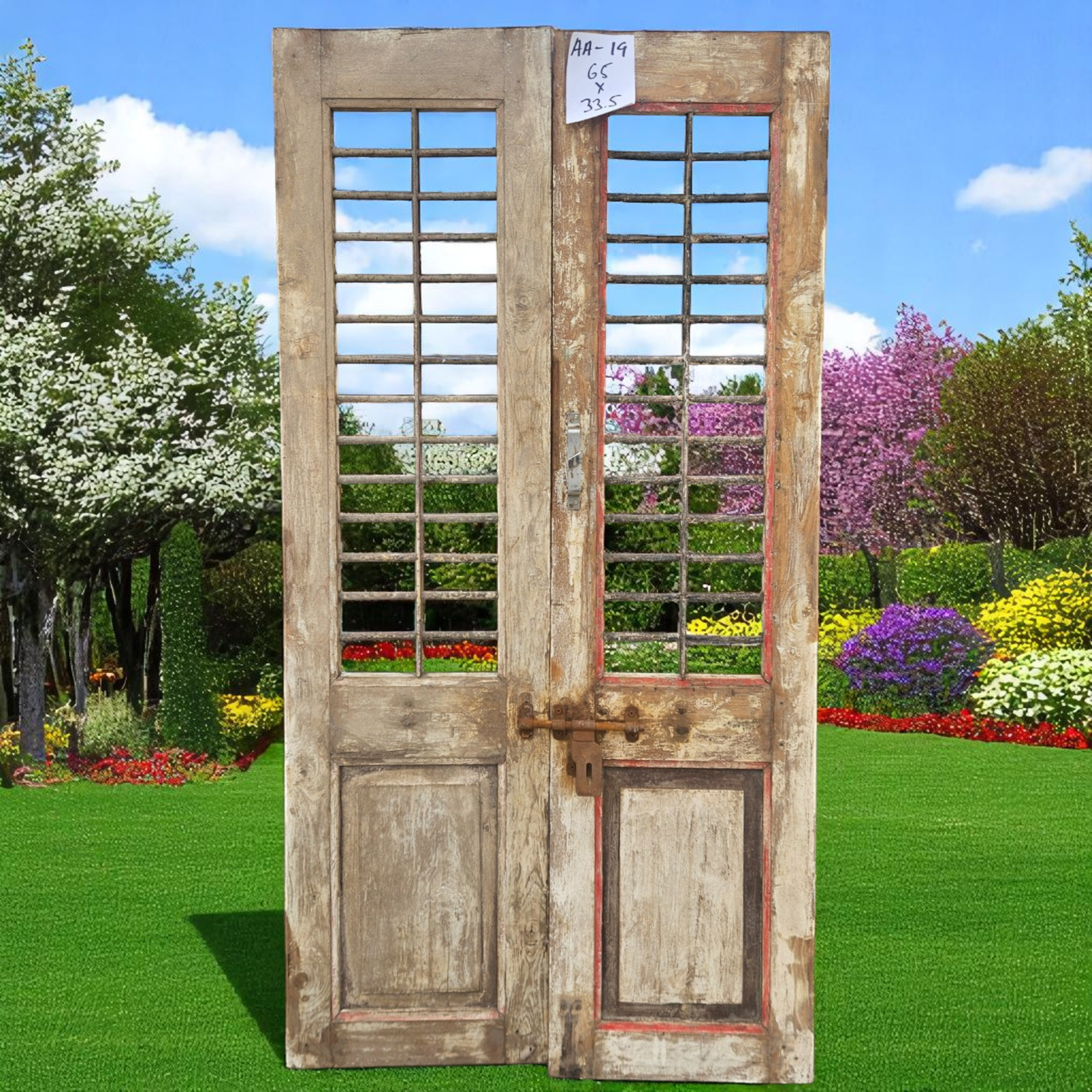 Wilco Home - Wholesale Wall Accent - One-of-a-kind Vintage Solid Wood Doors with Iron Protectors23