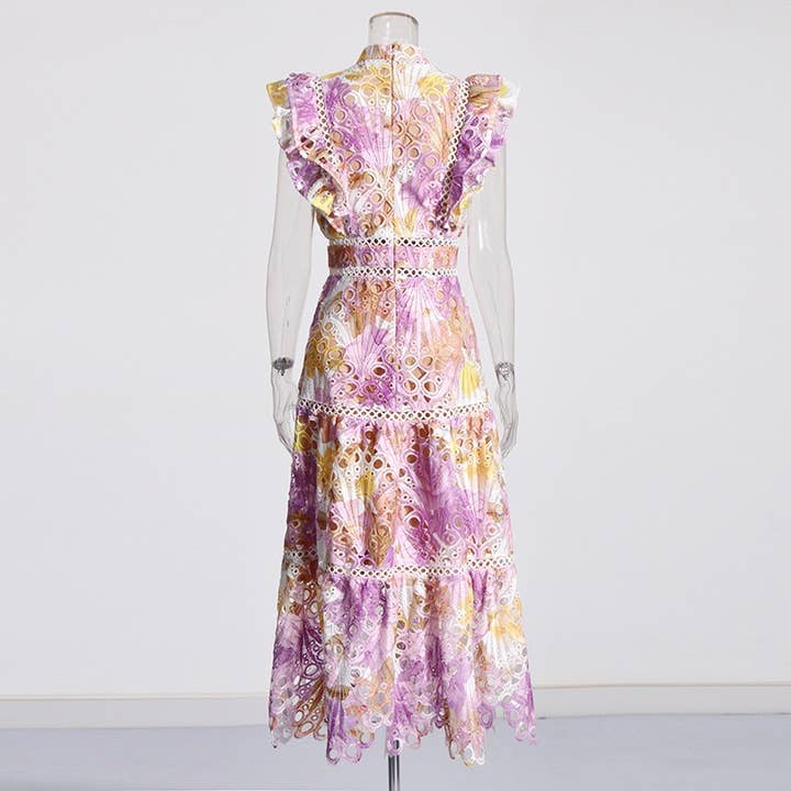 Productseeker - Wholesale Dress - Women's - DR424Y Elegant Floral Embroidered Lace Sleeveless Midi Dress