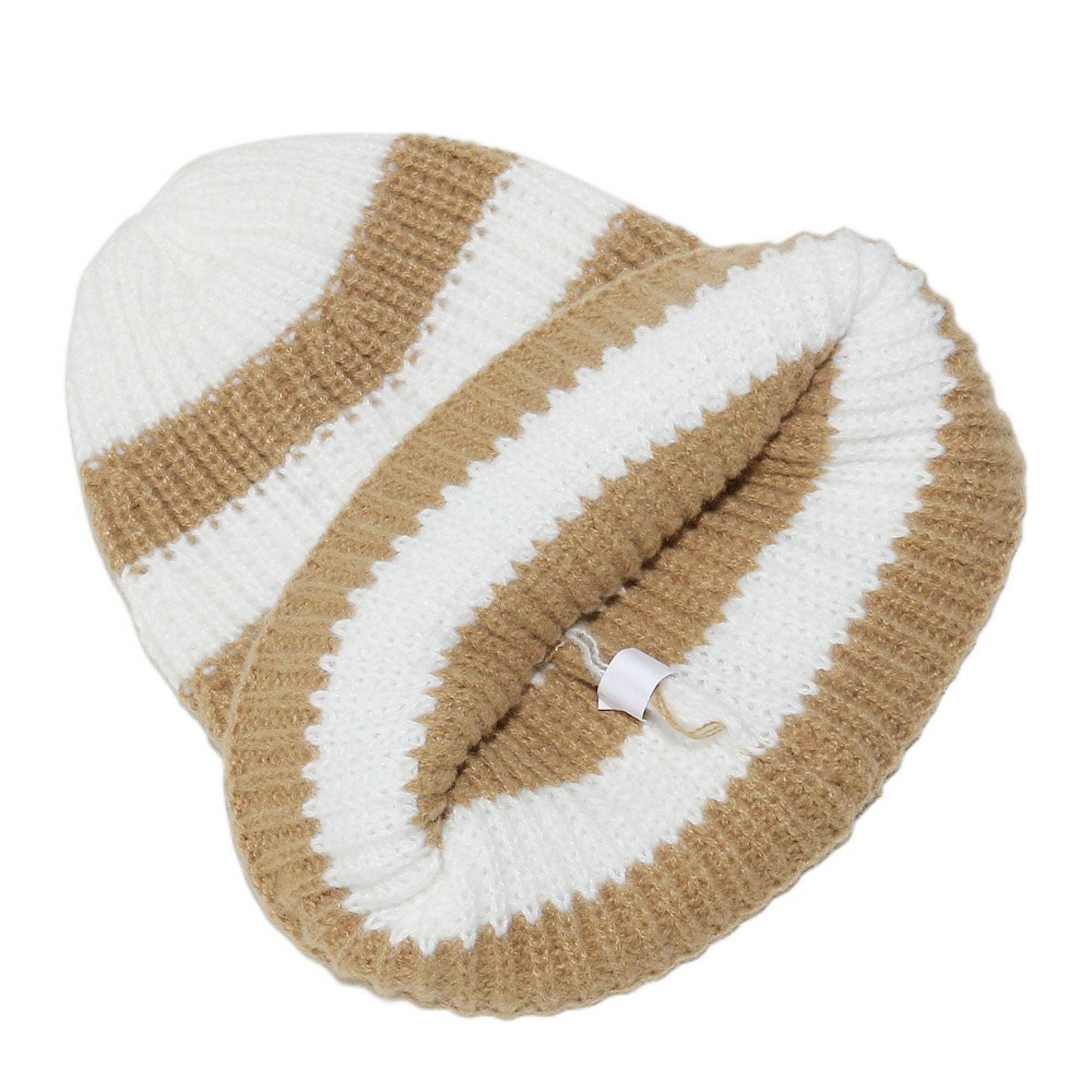 AK Brand - Wholesale Beanie - Women's - Unisex Striped Knit Beanie Hat Cuffed Warm Winter Cap12