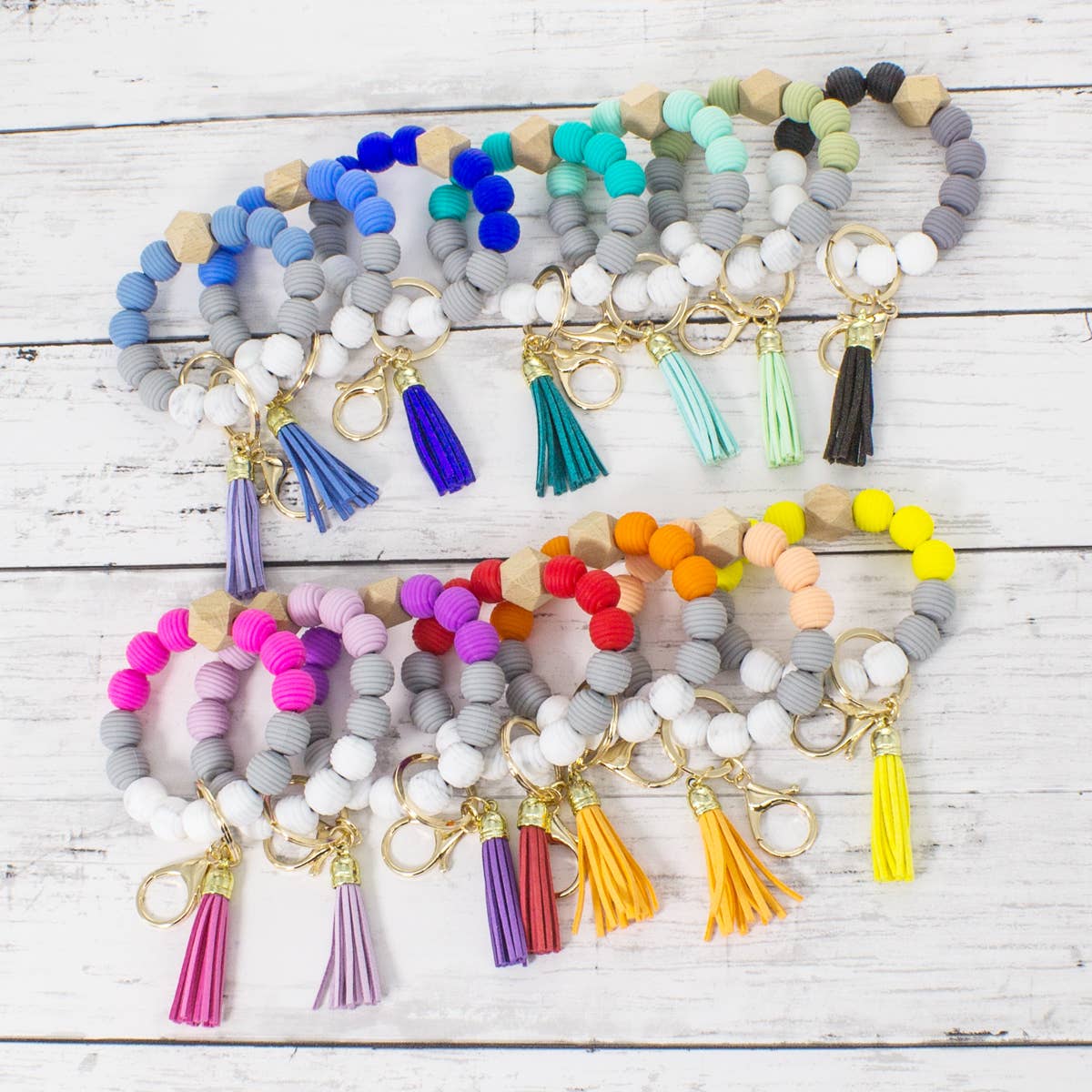 Suzie Q USA – wholesale Nyckelringar - Dam – Färgglada rep mönster rund silikon nyckelring & nyckelring15