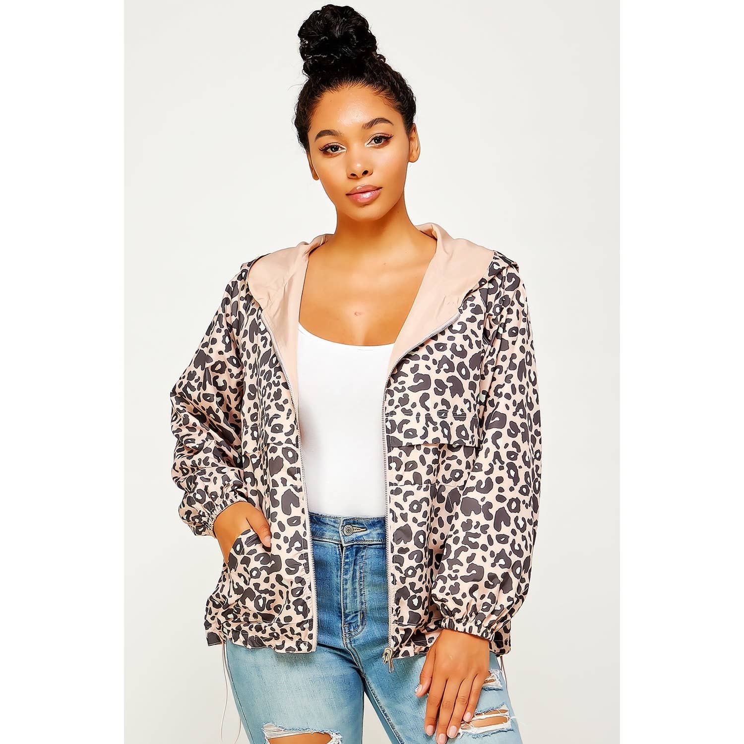 Sweet Generis - Wholesale Windbreaker - Women's - REVERSIBLE CONTRAST PRINT ZIPUP WINDBREAKER HOODIE15