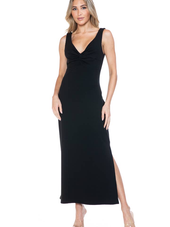 DB06-K007, Ribbed Knot Maxi Dress for wholesale by Brooklyn Isles