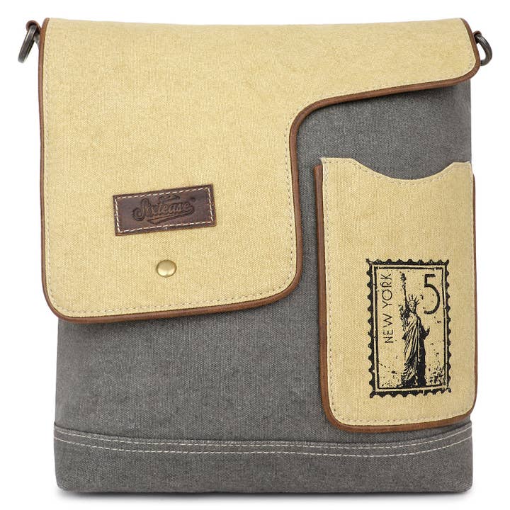 Sixtease Bags USA - Vendita all'ingrosso Borsa a tracolla - Donna - Borsa a tracolla da donna in tela e pelle - Dun/ Davy's Grey5