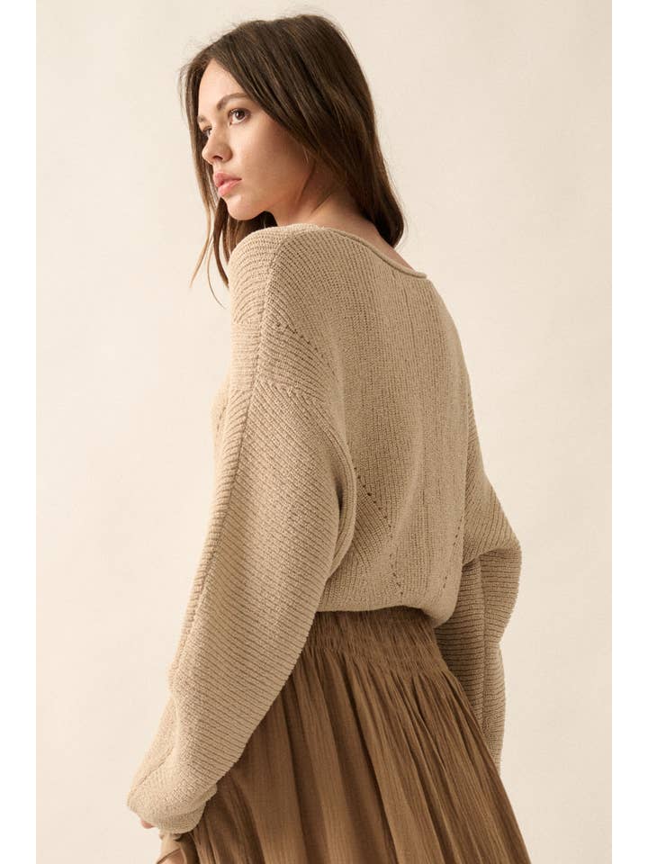 Promesa USA - Wholesale Knit Sweater - Women's - Solid Rib-Knit Dolman-Sleeve Sweater