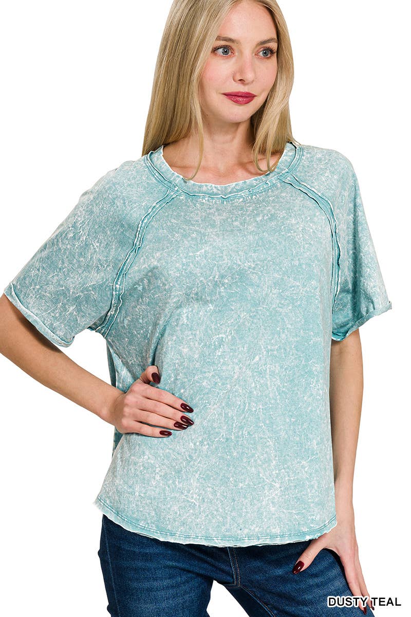 42POPS - Vendita all'ingrosso Maglietta - Donna - ",....Magliette a maniche raglan lavate con effetto stropicciato e toppa posteriore4