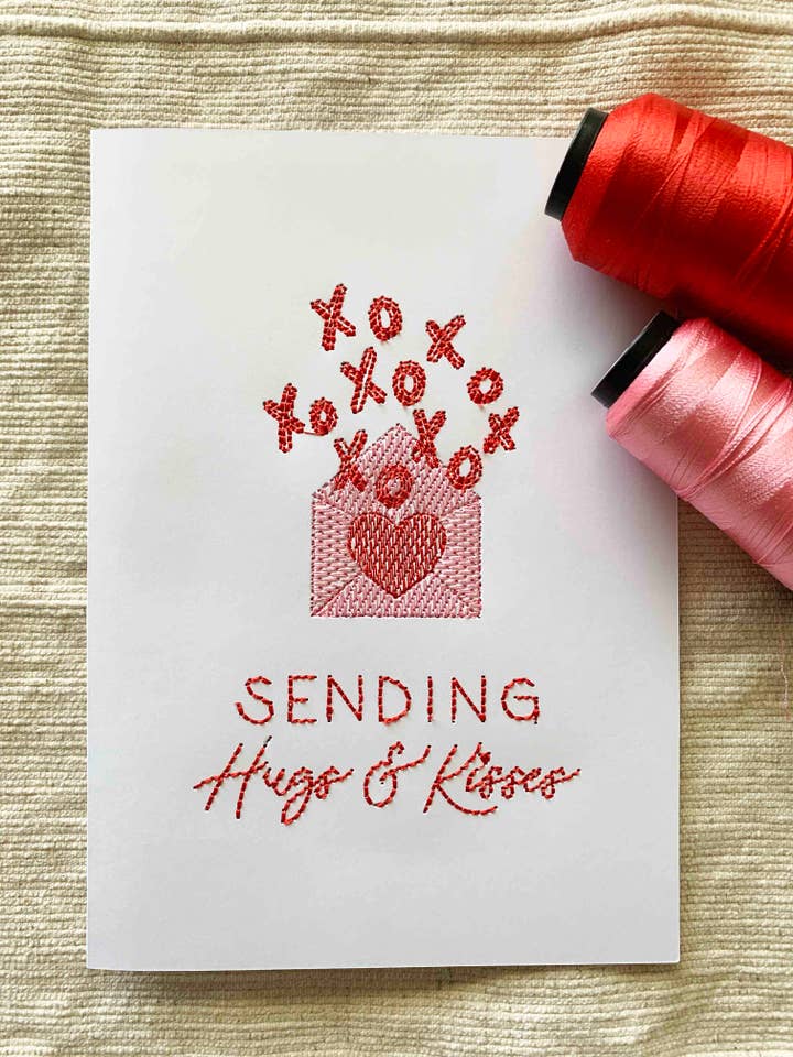 Envoi de câlins et de baisers longue distance brodés Saint-Valentin pour la vente par M&N Mercantile