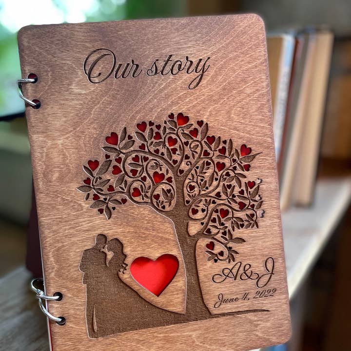 Cherish Deal - Wholesale Scrapbook - Our Story Personalised Scrapbook, Wooden Couples Memory Book2