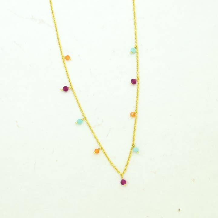 Schmuckoo Berlin - Wholesale Pendant/Charm Necklace - Delicate Necklace Gold Plated Silver 925 - Colorful Gemstone