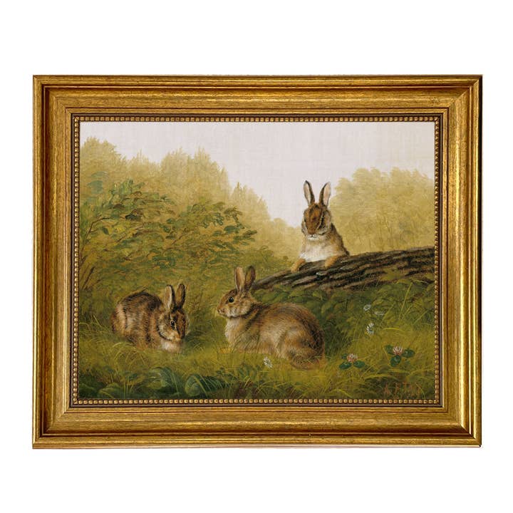 Madison Bay Co. - Historical Home Decor Reproductions - Wholesale Art print - Bunnies in the Field by Tait Vintage Painted Print on Canvas68