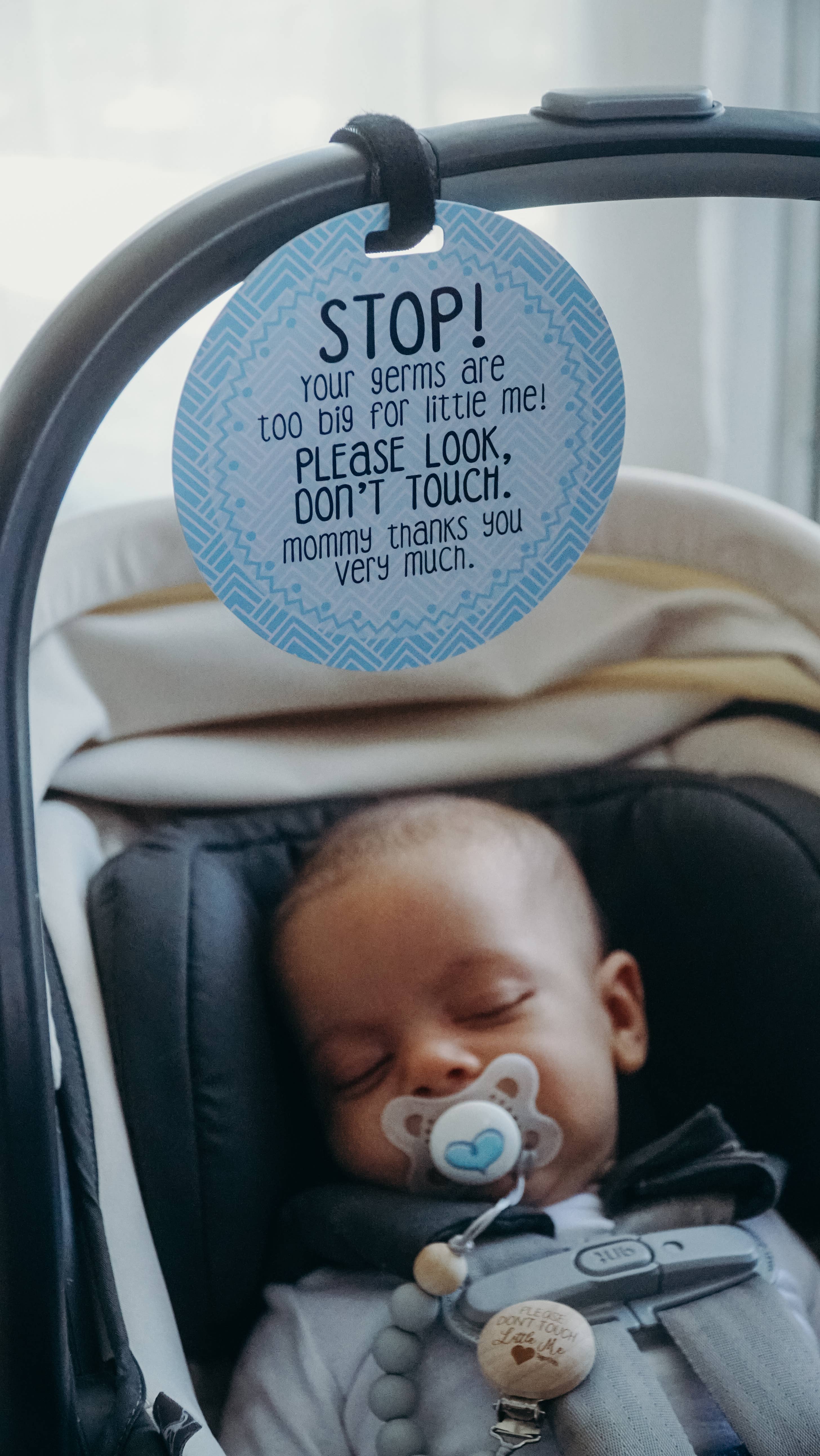 Three Little Tots - Wholesale Stroller Cover/Accessory - Baby - Blue Mommy No Touching and Stroller Tag10