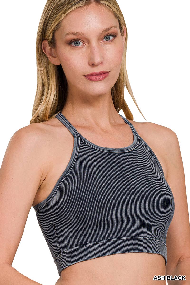 42POPS - Wholesale Tank Top - Women's - `.Washed Seamless Halter Crop Tank17