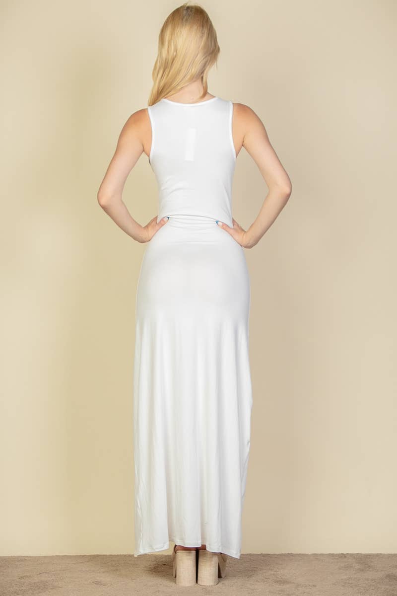 CAPELLA APPAREL - Wholesale Dress - Women's - Plunge Neck Thigh Split Dress14