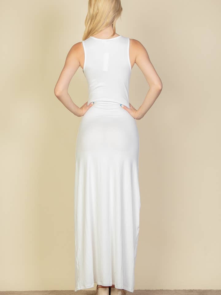 CAPELLA APPAREL - Wholesale Dress - Women's - Plunge Neck Thigh Split Dress14