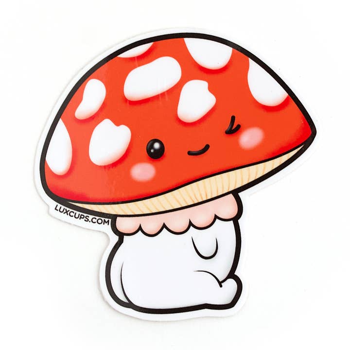 Rød Champignon Sticker for engroshandel hos LuxCups Creative