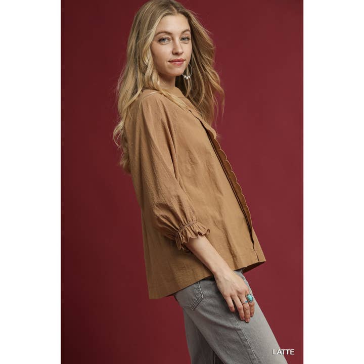 STYLE USA - Wholesale Tunic - Women's - Textured Stripe Scallop Trim Blouse6