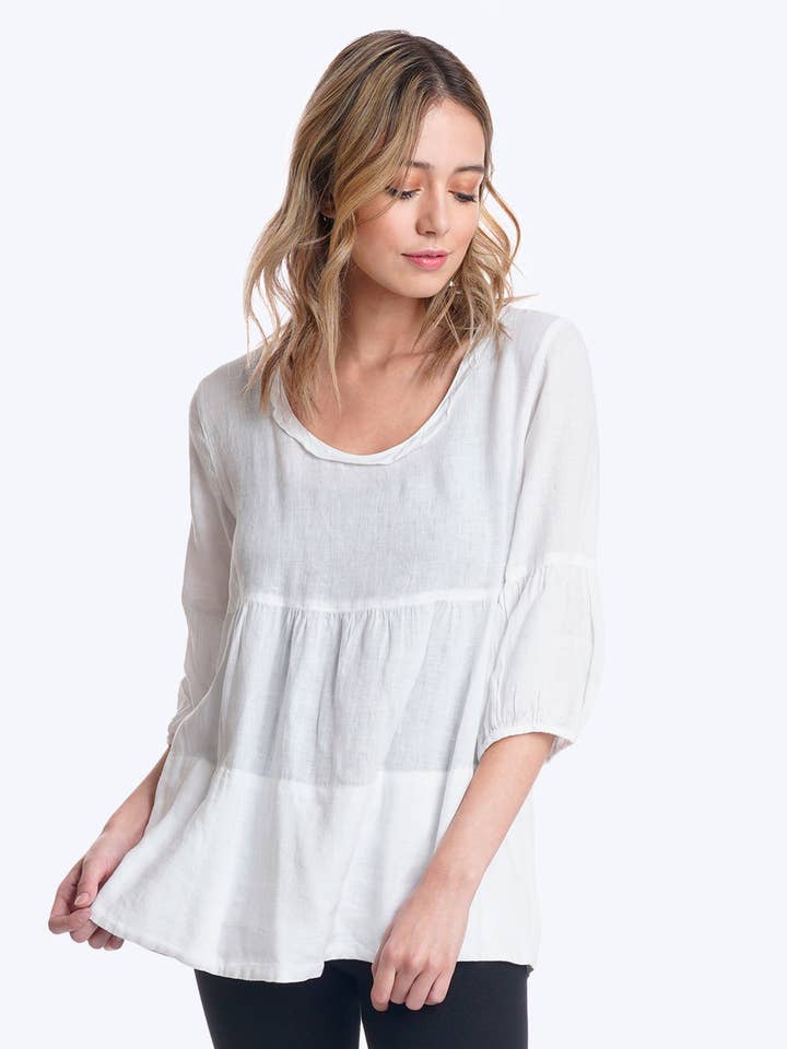 Tianello Dena Linen "Shelby" Blouse for wholesale by Tianello