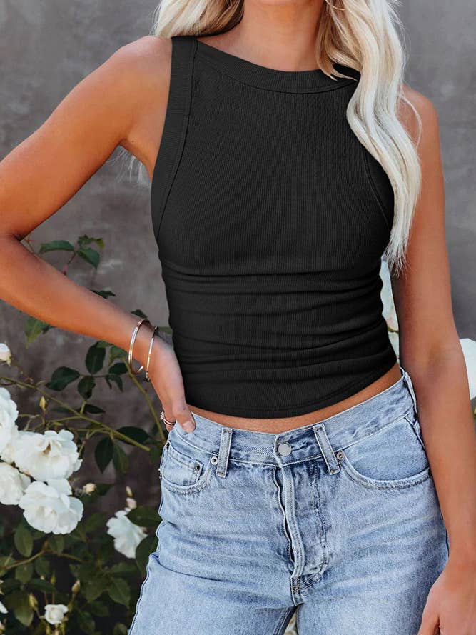 Ærmeløs strikning Plain Slim Vest Tank Top MDSL062 for engroshandel hos UNISHE