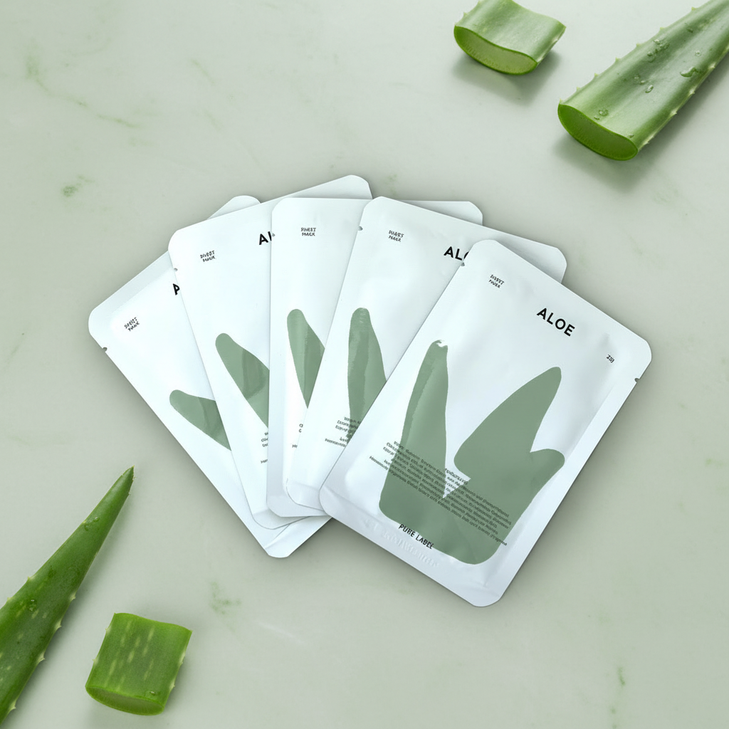 CELEMENT /IN YOUR GLOW - Wholesale Skincare Face Mask - 5 Pack K-Beauty Aloe Sheet Mask Soothing & Moisture Recovery1