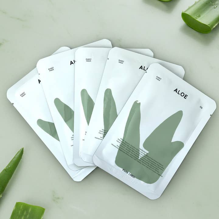 CELEMENT /IN YOUR GLOW - Wholesale Skincare Face Mask - 5 Pack K-Beauty Aloe Sheet Mask Soothing & Moisture Recovery1