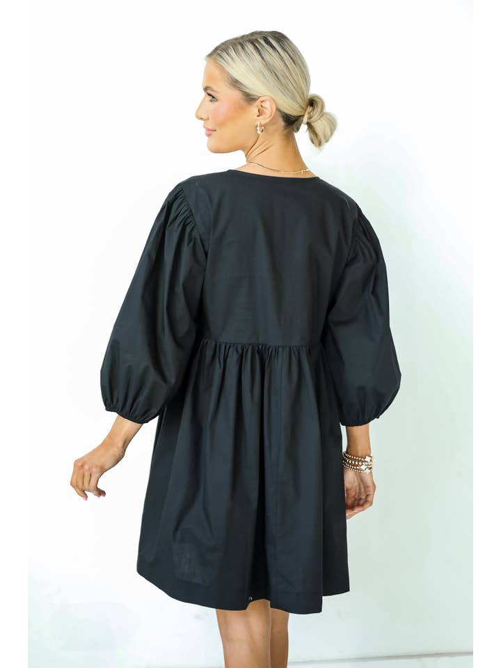 Noir Robe Babydoll Mini Noire à Nœud Définition Mignonne en vente sur Faire3