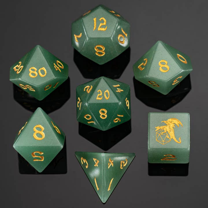 Dragon's Hoard Gem Stone Polyhedral Dice Set - Jade for wholesale by Hymgho Premium Dice