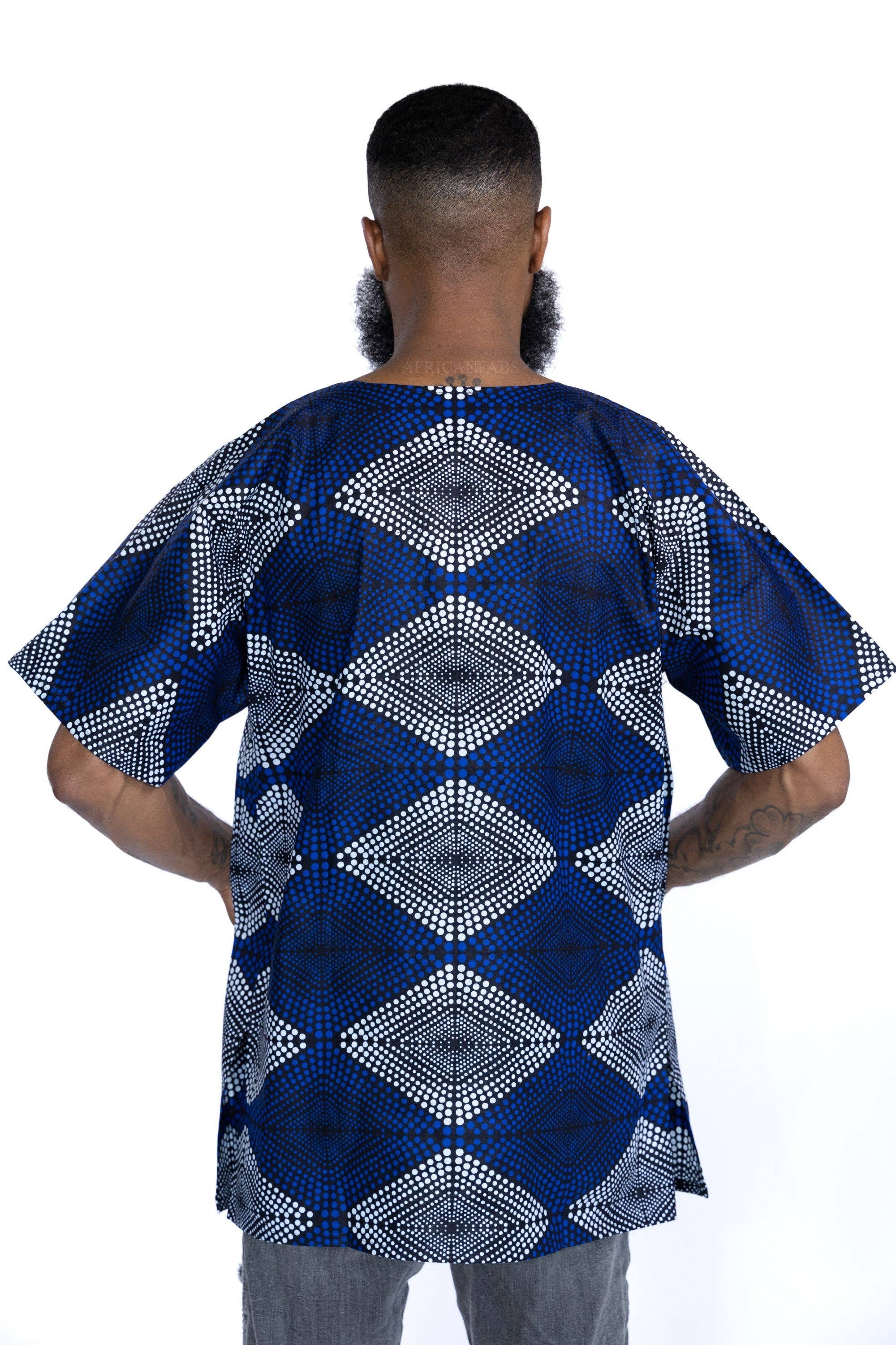 AfricanFabs - Wholesale T-Shirt - Unisex - Royal blue diamonds Dashiki Shirt / Dashiki Dress - African print top - Unisex1