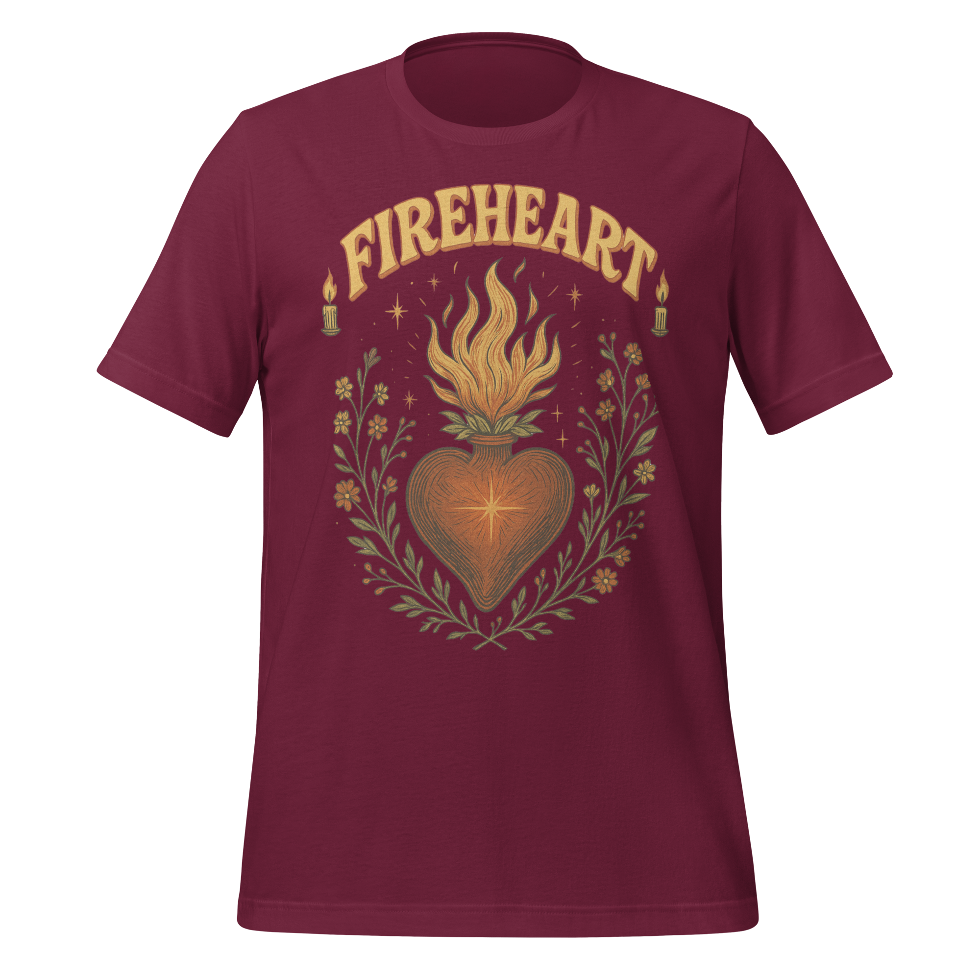 MagicMerchEmporium - Wholesale Screen Printed T-Shirt - Unisex - Fireheart Sacred Heart Tee5
