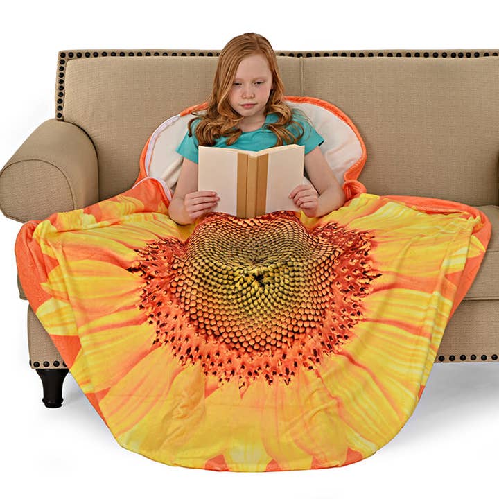 Sunflower Round Sleeping Bag Blanket 60" Diameter for wholesale by The Fun Home Novelty Company