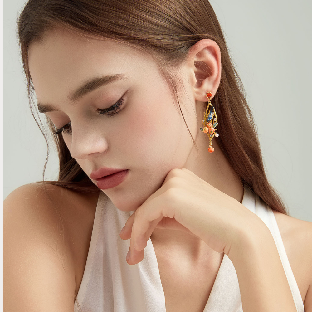 Verdivine – wholesale Dangle earrings – Persimmon Magpie Earrings2