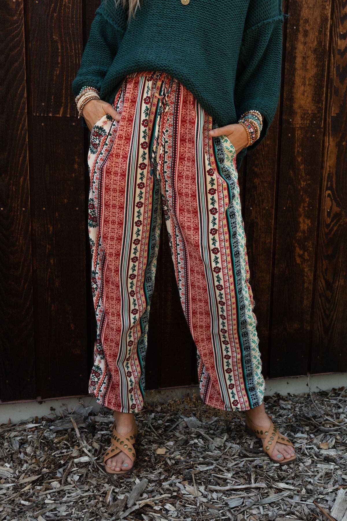 Three Bird Nest - Wholesale Pants - Women's - Staycation Wide Leg Drawstring Pant - Red Clay9