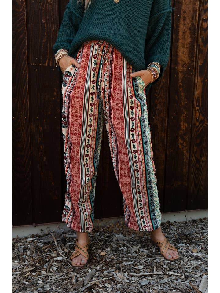 Three Bird Nest - Wholesale Pants - Women's - Staycation Wide Leg Drawstring Pant - Red Clay9