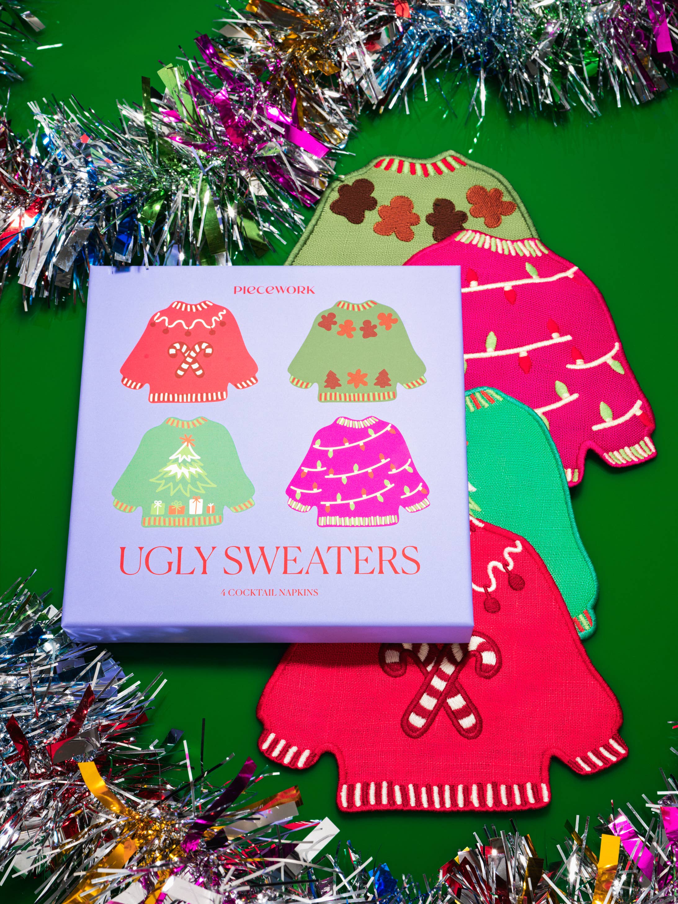 Piecework - Wholesale Dinner & Cloth Napkin - 🎄NEW🎄Ugly Sweaters Cocktail Napkins0
