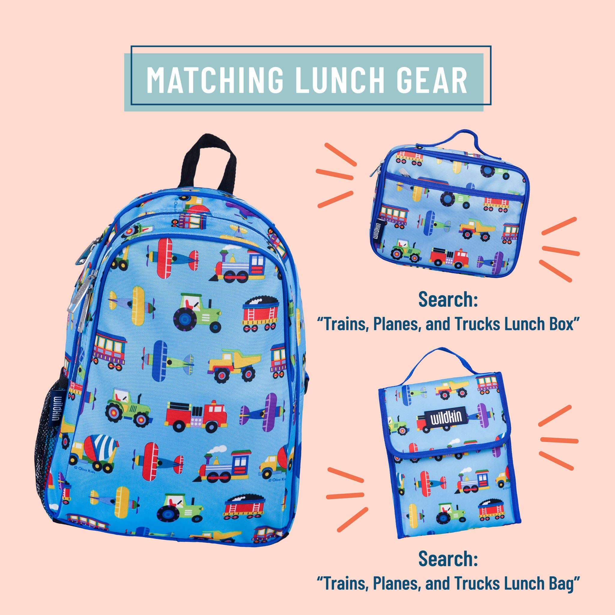 Wildkin - Wholesale Backpack - Kids - Trains Planes and Trucks Backpack - 15 Inch10