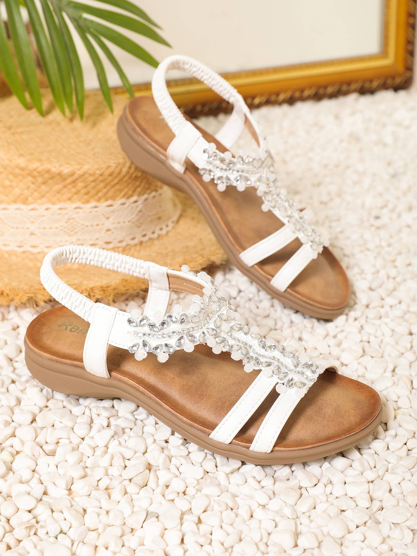 Rentoes – wholesale Sandals – Women's – Ladies' Diamante Beaded Flat Sandal JS698-132
