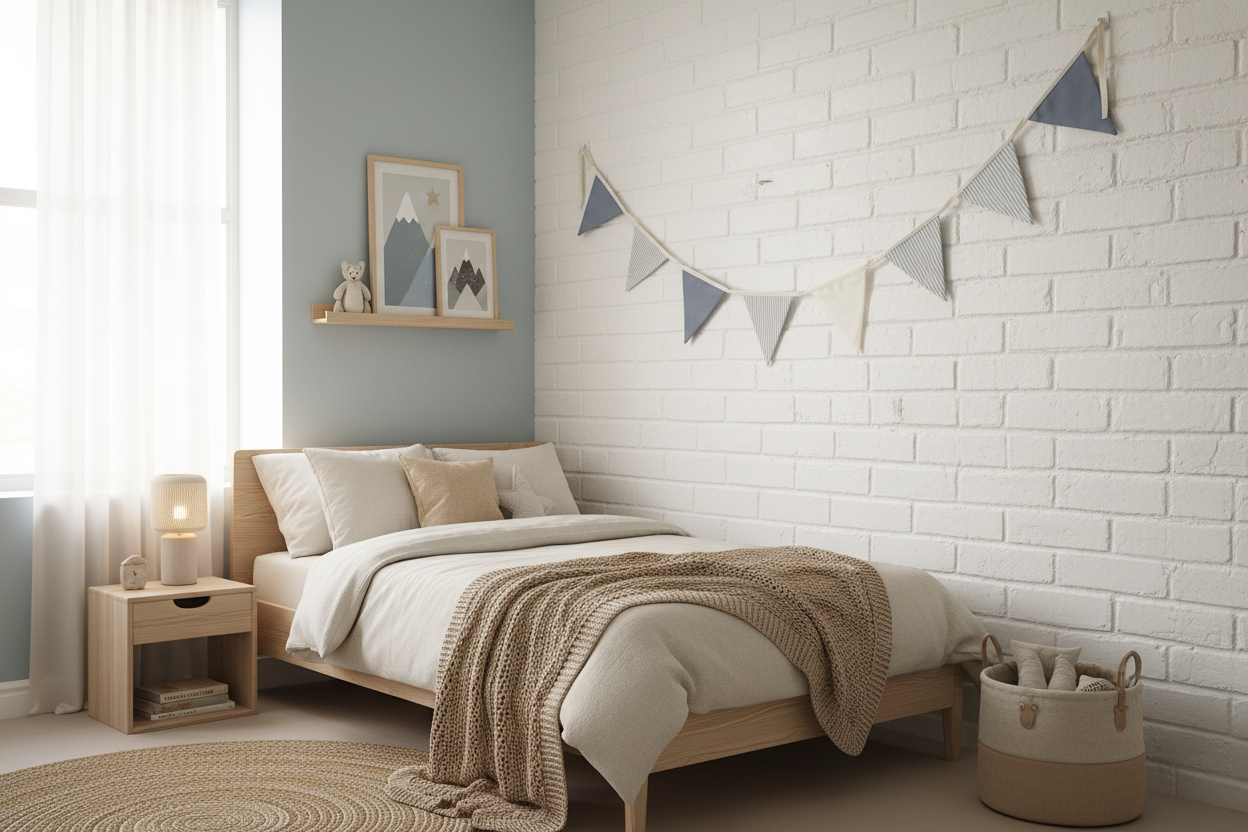 The Butter Flying - Wholesale Bunting/Garland - Striped Blue linen pennant garland 4