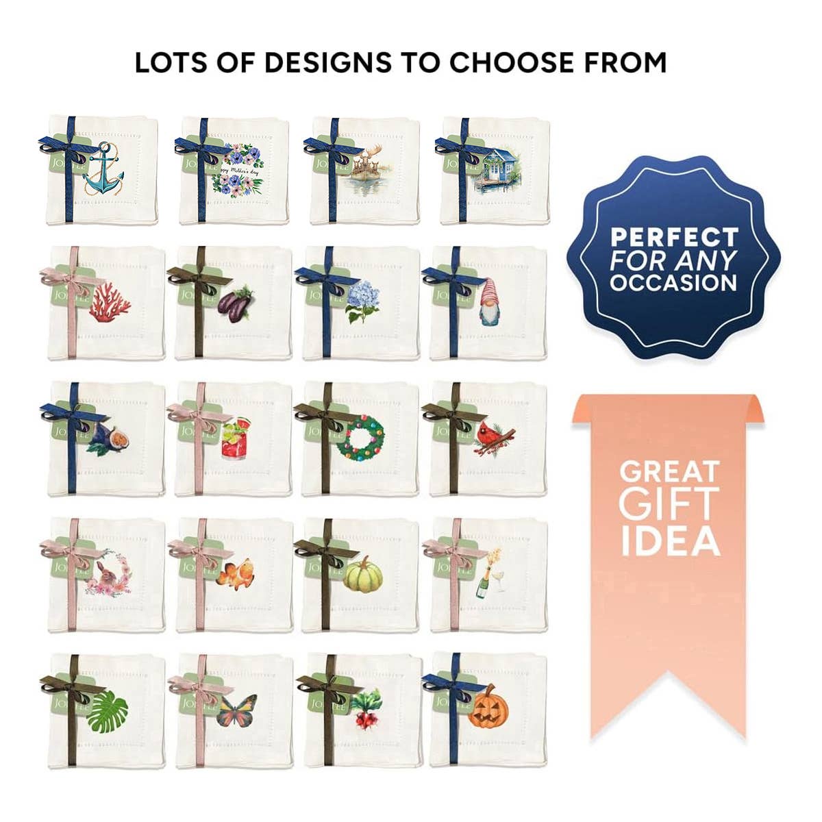 Jolitee - Wholesale Dinner & Cloth Napkin - Hemstitch Napkins - Nautical, Four Styles to Choose From8